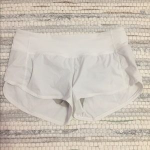 white lululemon speedup shorts